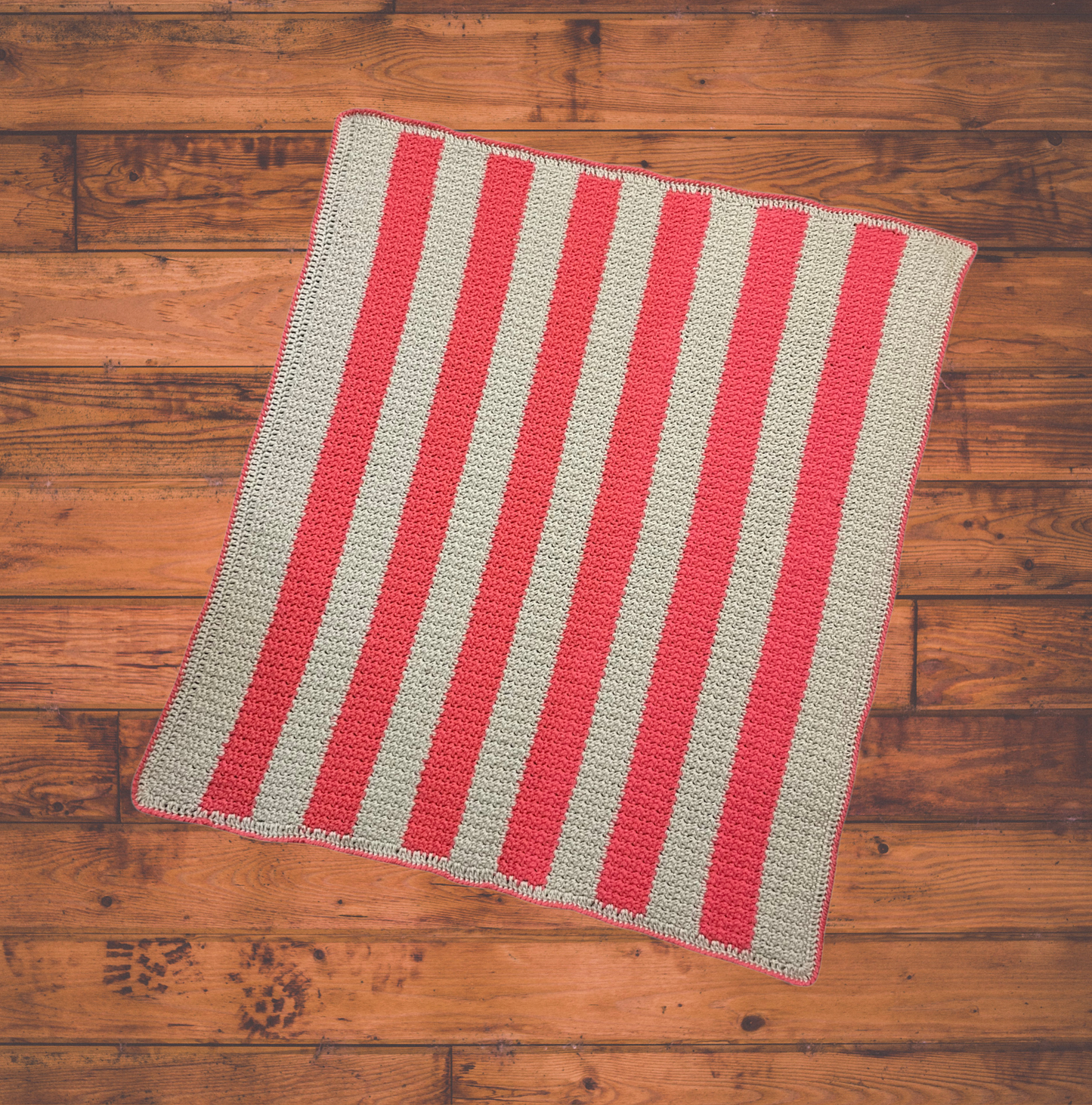 Pink & Tan Striped Baby Blanket