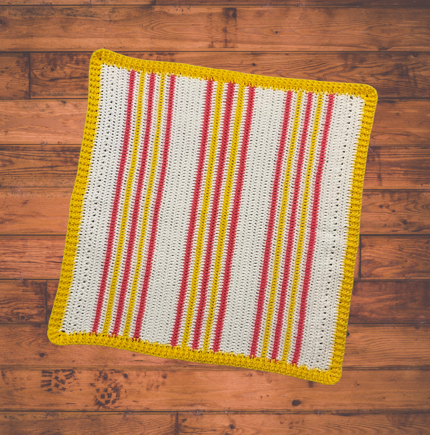 White, Pink & Yellow Striped Baby Blanket