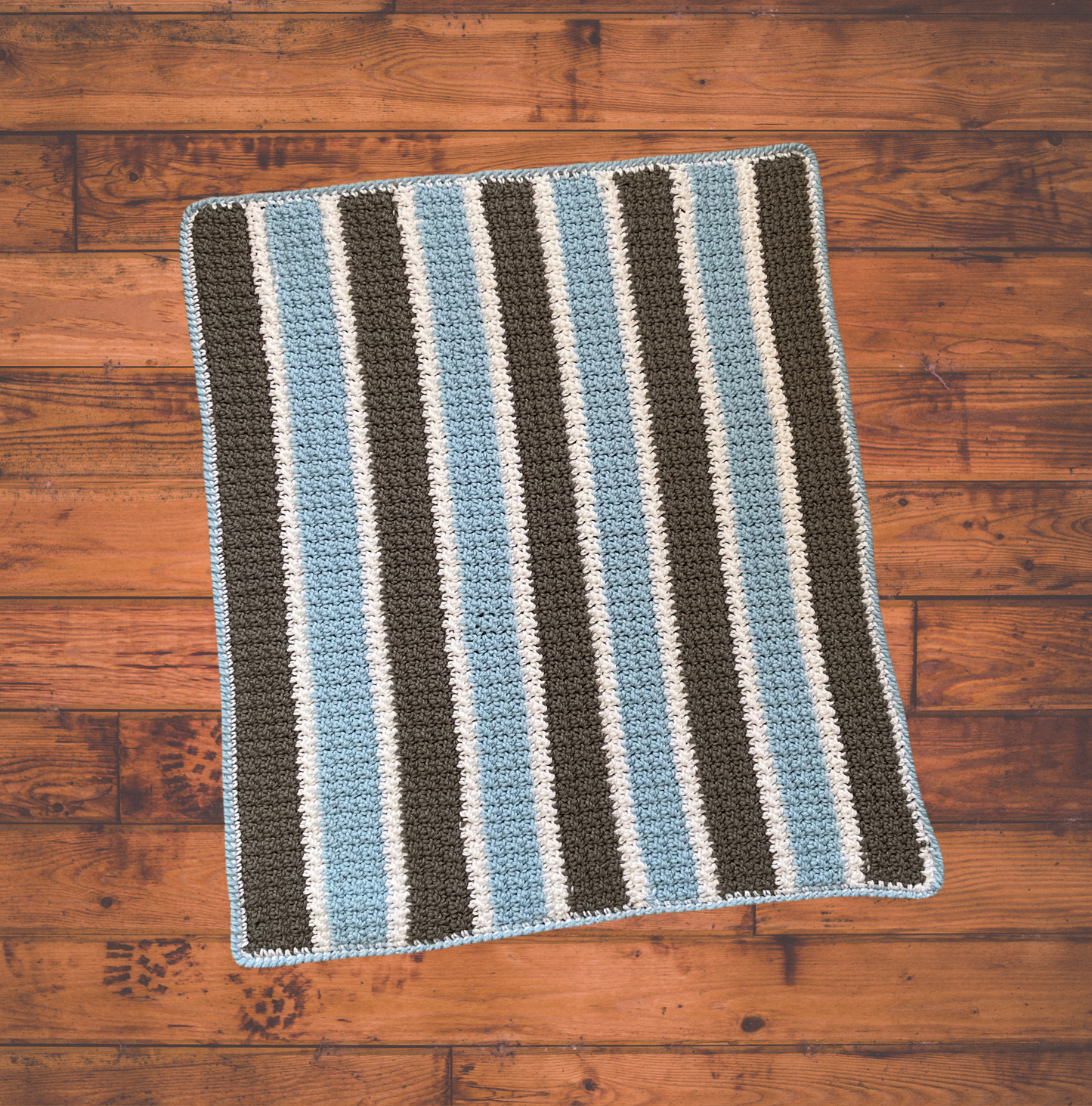 Blue, Gray & White Striped Baby Blanket