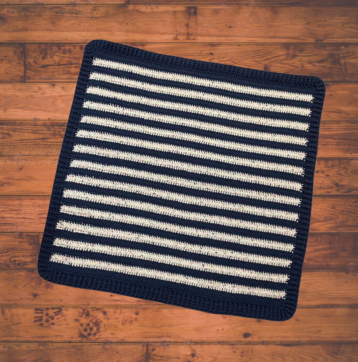 Navy & Rainbow Blend Striped Baby Blanket