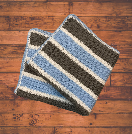 Blue, Gray & White Striped Baby Blanket